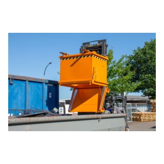 Bauer Südlohn Klappbodenbehälter SB 1000, lackiert, Gelborange