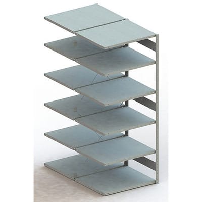 Meta Steckregal Anbauregal CLIP 230 S3 DAR 2500 x 1000 x 800 mm 12 Böden, lichtgrau zerlegte Rahmen
