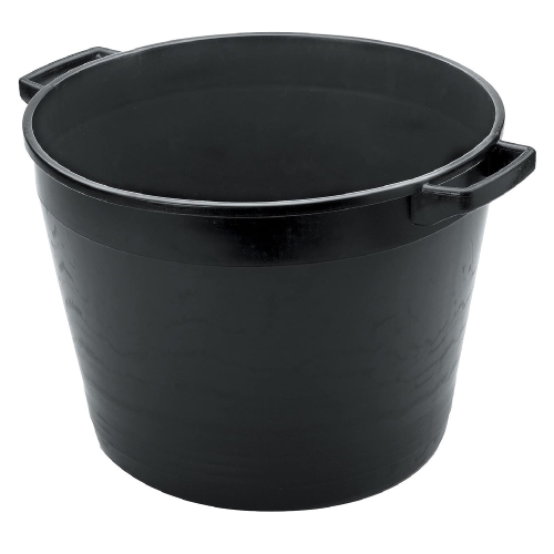 Runder Polyethylenbottich Mit Schwarzen Griffen 65 L 55 Cm X 41 H Behalterbottich Fur Traubenmost Und Bauzwecke