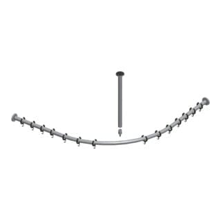 Keuco Brausevorhangstangen-Set Plan verchromt, für Viertelkreis-Dusche 90x90cm