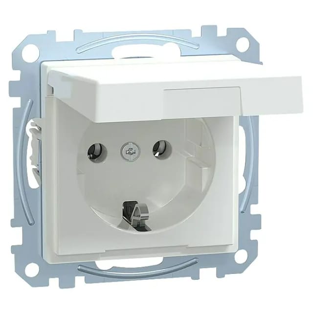 Merten SCHUKO-Steckdose aws/gl Klappdeckel MEG2311-0325