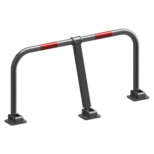 Schake Parkplatzsperrbügel 472Z, umklappbar, Höhe ca. 450 mm, Breite ca. 850 mm, verzinkt, + Profilzylinderschloß, zum Aufdübeln + Befestigungsmaterial