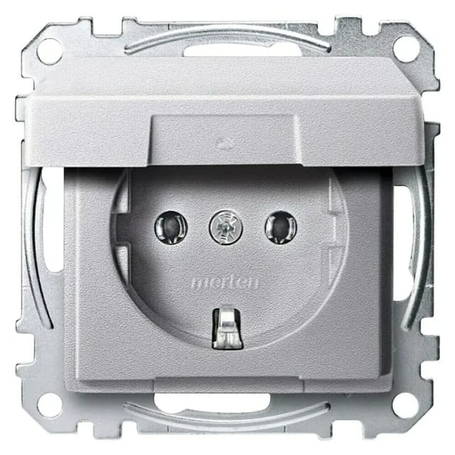 Merten SCHUKO-Steckdose alu Klappdeckel MEG2311-0460