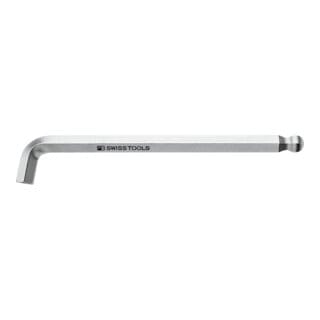 PB Swiss Tools Sechskant-Winkelschraubendreher, mit Kugelkopf und kurzem Schenkel, verchromt, 4 mm