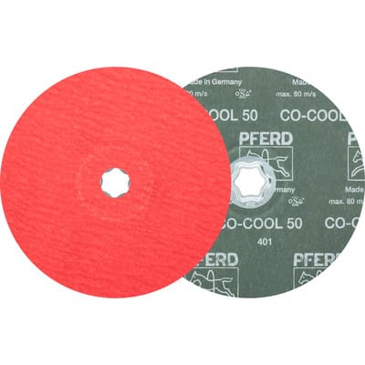 PFERD TOOLS COMBICLICK Keramikkorn Fiberscheibe Ø 180mm CO-COOL50 für Edelstahl