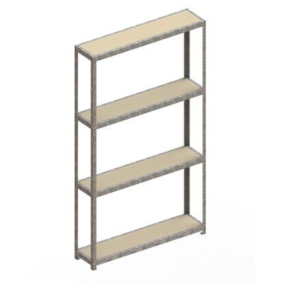 Meta Weitspannregal Speed Rack 2970 x 1700 x 400 mm verzinkt + 4 Fachebenen + Spanplatten