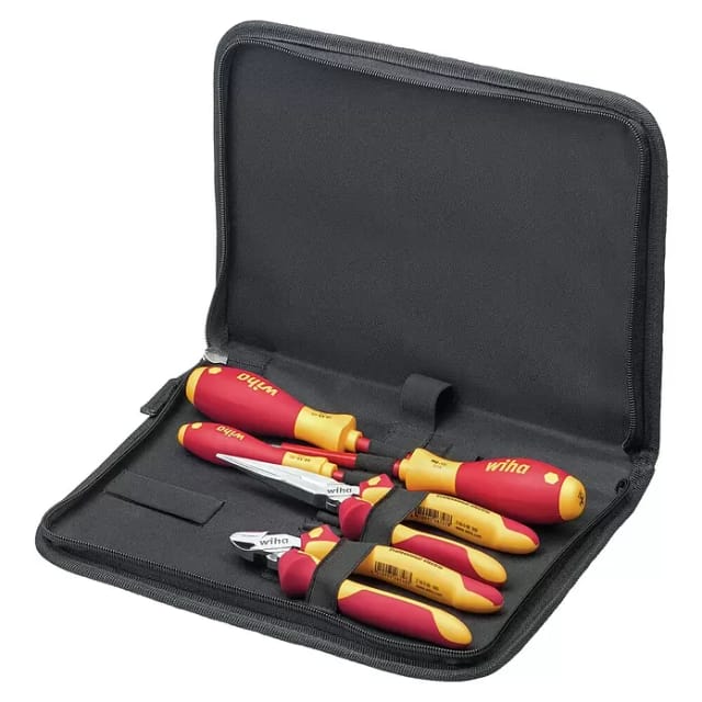 Wiha Werkzeug Set Elektriker Schraubendreher, Flachrundzange, Seitenschneider 5-tlg. in Tasche