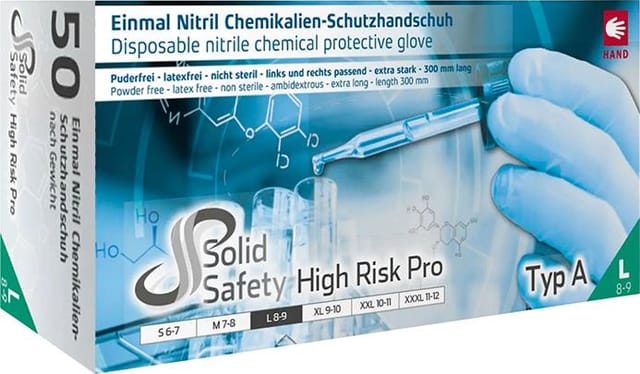 Einw.-Handsch.HighRisk Pro Gr.M blau Nitril EN 374,EN 388 PSA III AMPRI