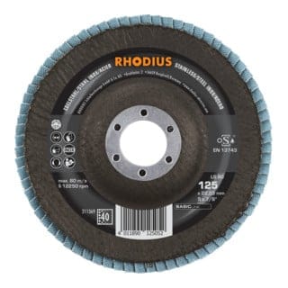 RHODIUS BASICline LS80 Fächerschleifscheibe 125 x 22,23 mm K40