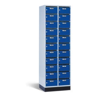 C+P Verteilerschrank Intro mit 22 Fächern, H1950xB620xT500mm Front Enzianblau Korpus Lichtgrau