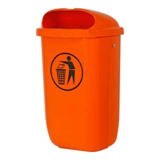 STIER Abfallbehälter mit Regenhaube 50 l orange BxTxH 432x334x745 mm