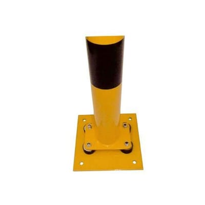 Schake Absperrpfosten Typ 489NPBG, ortsfest, 220x220 mm Ø 89mm, gelb / schwarz