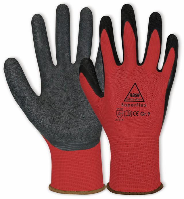 Hase Montagehandschuh Superflex red Größe 10, Polyamid/Latex