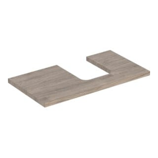 Geberit Waschtisch-Platte One 90x3x47cm, N hick./Mela Holz, Ausschn re