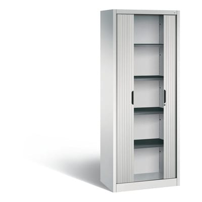 C+P Aktenschrank Omnispace mit Rollladen, 5 Ordnerhöhen, H1980xB800xT420mm Front Lichtgrau Korpus Lichtgrau
