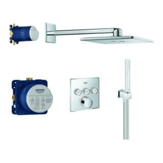 Grohe Fertigmontageset SmartControl Unterputz-Duschsystem, m 3 Absperrventil, eck., chr