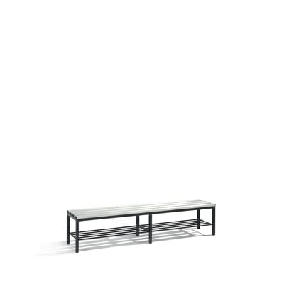 C+P Umkleidebank Basic mit Schuhrost, H420xB1960xT353mm Farbe Sitzleisten Lichtgrau Farbe Gestell Schwarzgrau