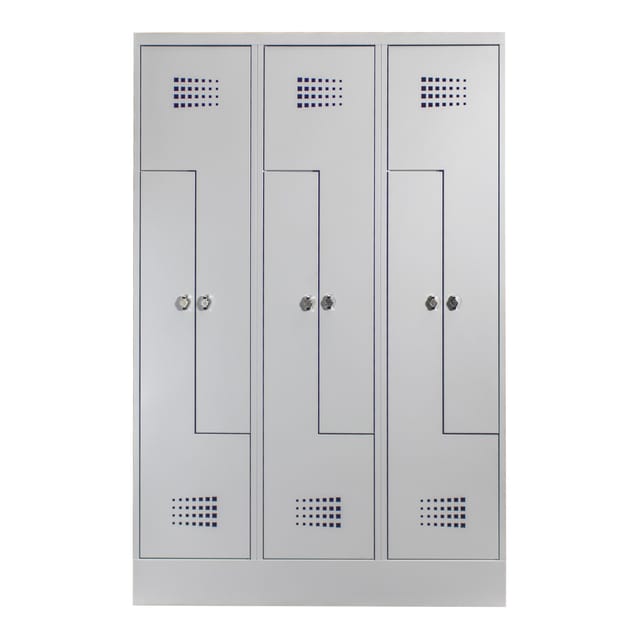 STIER Z-Garderobenspind Premium mit Sockel 6 Abteile Drehriegel lichtgrau