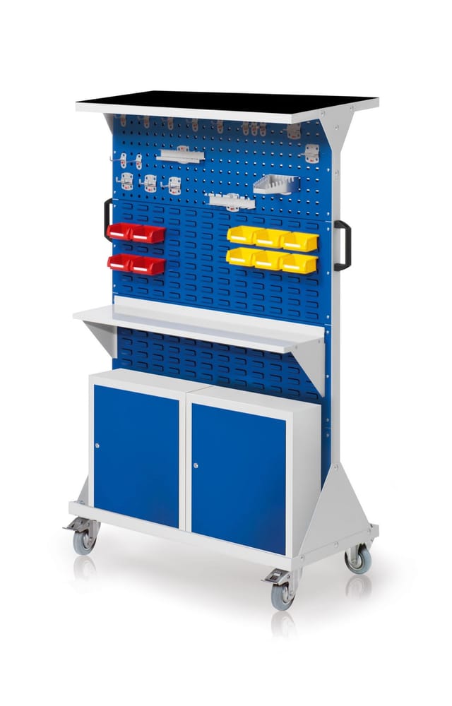 Kappes RasterMobil Gr. 4 RAL 7035/5010 H1620 mm mit 2 Loch-/6 Schlitzplatten mit Ausstattung 4