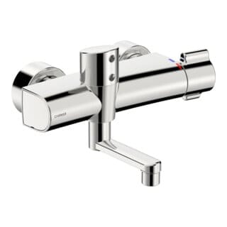 Hansa Infrarot-Waschtischwandarmatur HANSAELECTRA Batteriebetr., THM, Ausl. 186mm, chrom