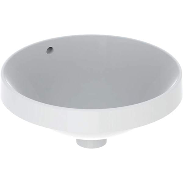 Geberit Einbauwaschtisch VariForm d 40cm, o HL, m Ü, rd, US glas. / we.