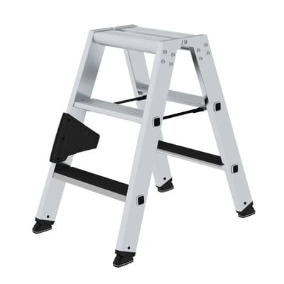 MUNK Aluminium-Stehleiter beidseitig begehbar clip-step 2 x 3 Stufen