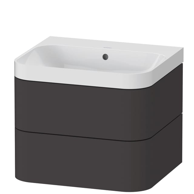 Duravit Möbelwaschtisch Happy D.2 Plus 57,5x49cm, o. HL, graph matt, 2 Schubk.
