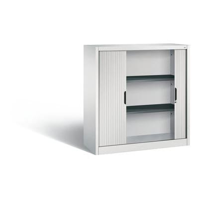C+P Akten-Sideboard Omnispace mit Rollladen, 3 Ordnerhöhen, H1230xB1200xT420mm Front Lichtgrau Korpus Lichtgrau