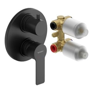 Duravit Fertigset UP-Wannen-Einhebelmischer D-Code Keramikmischsystem, 19 l, schwarz matt
