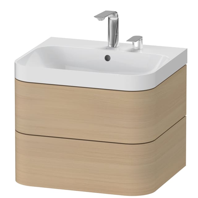 Duravit Möbelwaschtisch Happy D.2 Plus 57,5x49cm, 2 HL, Medit. Ei, 2 Schubk.