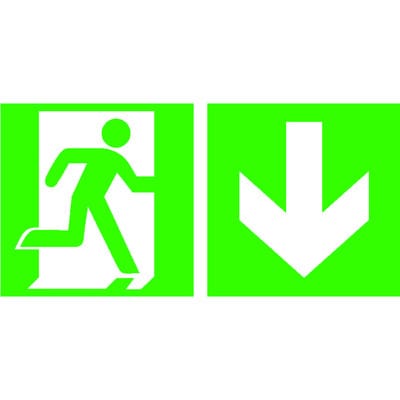 SafetyMarking Fluchtwegschild Folie B300xH150 mm Notausgang rechts mit Pfeil abwärts