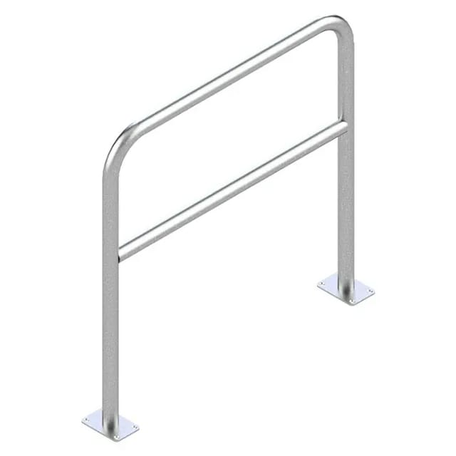 Schake Abweisebügel aus Stahlrohr Ø 48 x 2,5 mm Breite: 1000 mm, Höhe: 1000 mm + Querholm, zum Aufdübeln