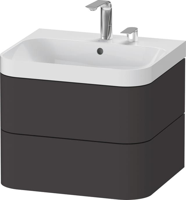 Duravit Möbelwaschtisch Happy D.2 Plus 57,5x49cm, 2 HL, graph matt, 2 Schubk.