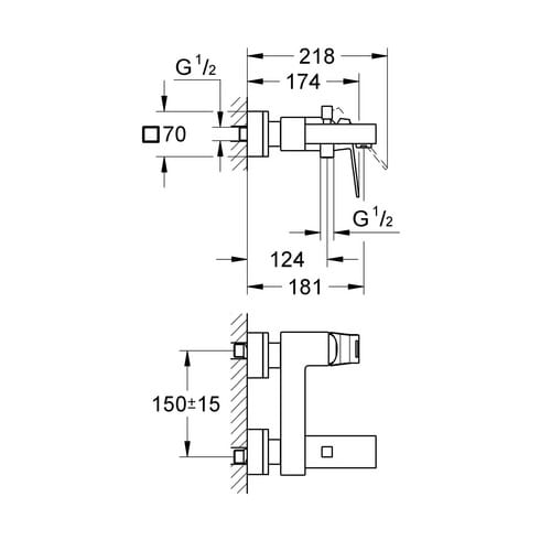 Grohe Wannen-Einhebelmischer Eurocube chrom, Wandmontage