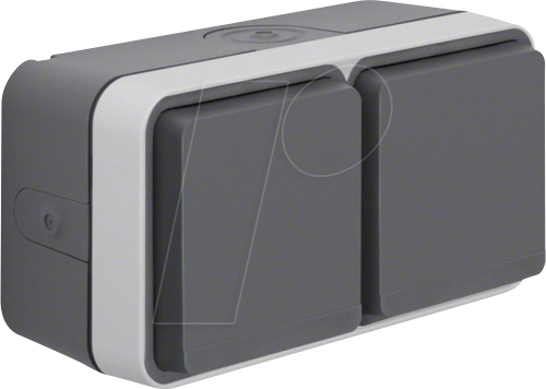 Berker SCHUKO-Doppelsteckdose Klappdeck. lichtgrau 47753525