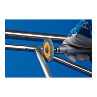 PFERD TOOLS POLINOX verpresstes Vlies-Rad PNER Ø 75X6 mm Bohrung-Ø 6 mm Mittelweich SIC Fein für Finish