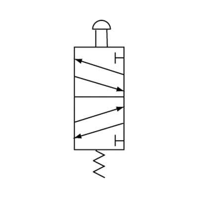 Riegler 5/2-Wegeventil, manuell »M5«, Druckknopf, monostabil, G 1/8, rot