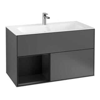 V&B Waschtischunterschrank Wandbeleuchtung Finion 99,6x59,1cm, Rg li bla m Lac, Anthrac. m