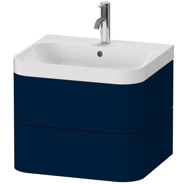 Duravit Möbelwaschtisch Happy D.2 Plus 57,5x49cm, 1 HL, blau s-matt, 2 Schubk.
