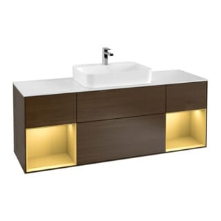V&B Waschtischunterschrank Finion 160x60, Pl wh. m, Reg gol m Lac, wal ven