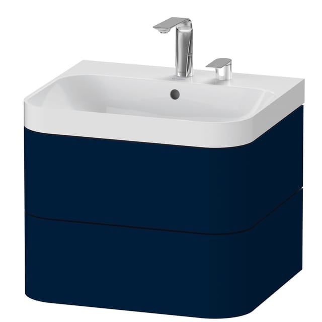 Duravit Möbelwaschtisch Happy D.2 Plus 57,5x49cm, 2 HL, blau s-matt, 2 Schubk.