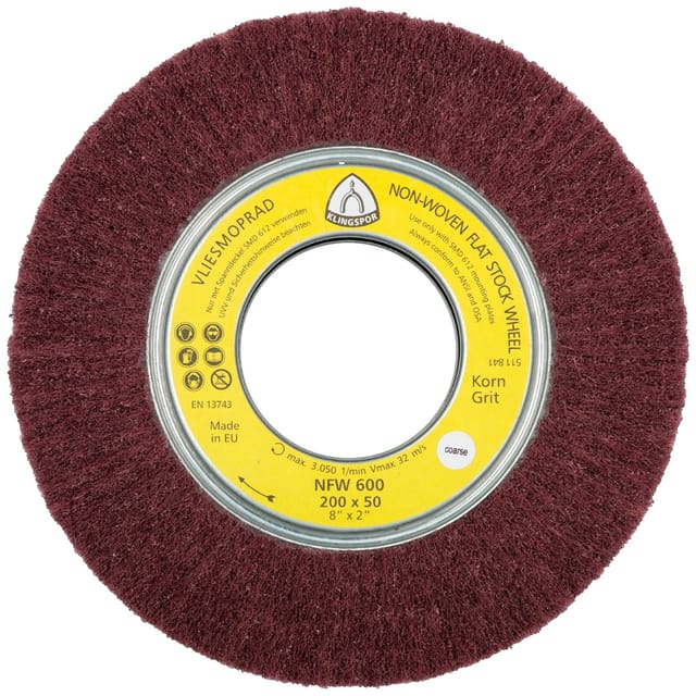 Klingspor NFW 600 Vliesräder, 165 x 50 x 43,1 mm Medium Korund, rotbraun