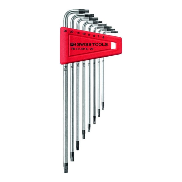 PB Swiss Tools Winkelschraubendreher- Satz im Kunststoffhalter 8-teilig T6-T25 Bohrung Swiss