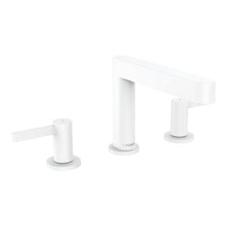 hansgrohe 3-Loch-Waschtischarmatur 110 Finoris mit Push-Open-Ablaufgarnitur, mattweiß