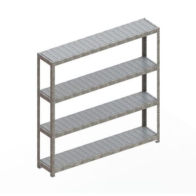 Meta Weitspannregal Speed Rack 1970 x 2000 x 400 mm verzinkt + 4 Fachebenen + Stahlpaneelen