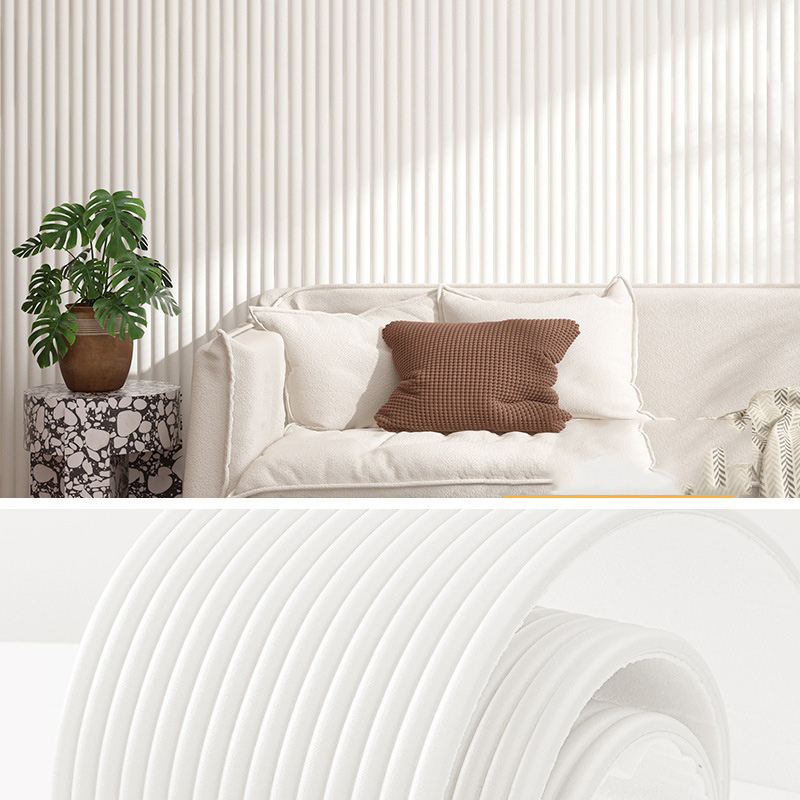 Kindersichere Wandpolsterung 40 X 200 Cm – 3d-schaumstoff-antikollisionsstreifen – Für Kinderzimmer, Schlafzimmer Und Wohnzimmer (1 Rolle, Weiß)