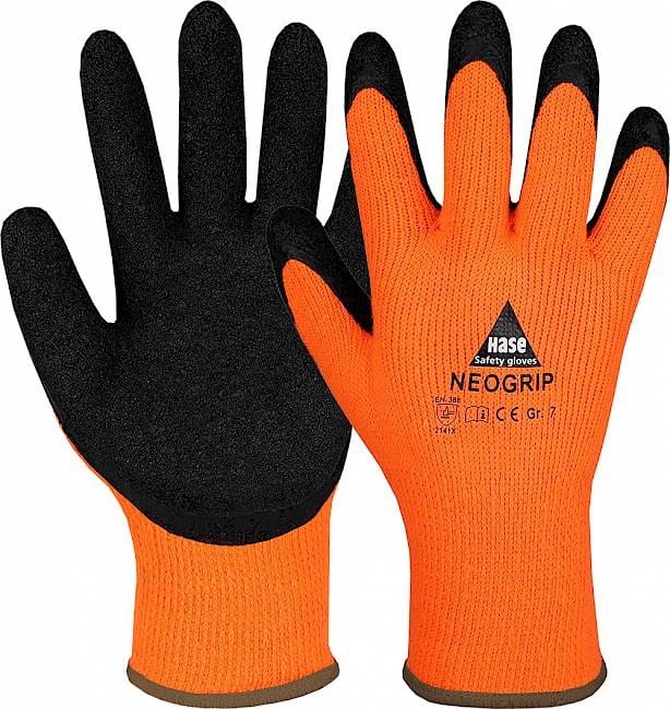 Hase Strickhandschuhe Neogrip-Orange Größe 7, Polyester