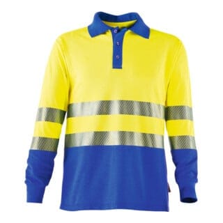 Rofa Multinorm-Poloshirt Langarm, gelb / kornblau, Unisex-Größe: 2XL