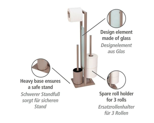 Wenko Stand WC-Garnitur 'Rivalta' 3-in-1 taupe Standfuß aus Glas