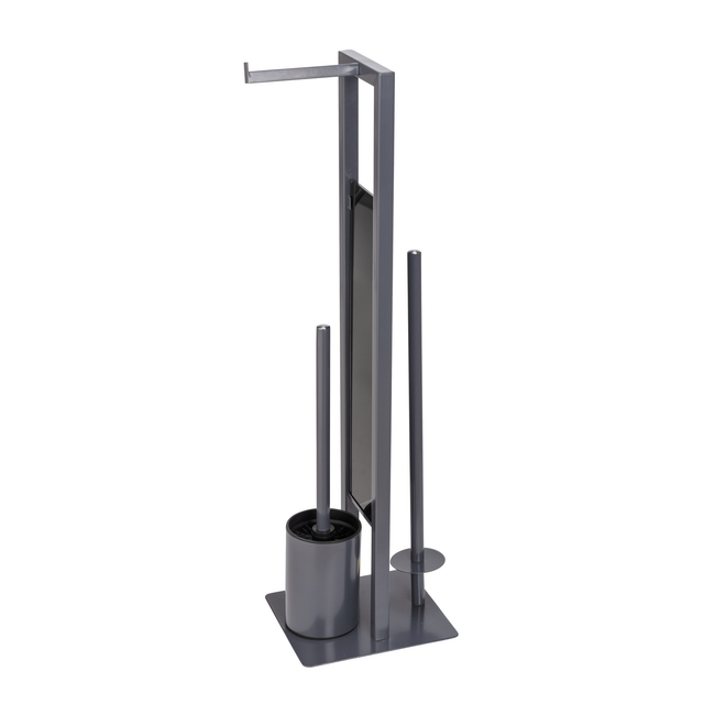 Wenko Stand WC-Garnitur 'Rivalta' 3-in-1 grau Standfuß aus Glas